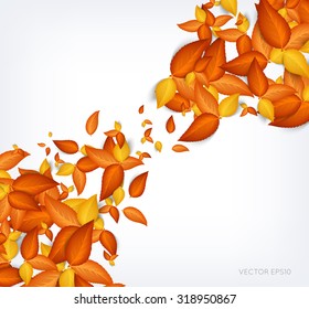 Vector diagonal golden autumn leaves background