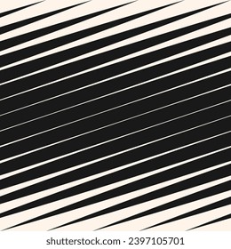 Vector diagonal halftone stripes seamless pattern, simple slanted lines. Geometric monochrome texture with gradient transition effect. Abstract modern graphic background. Trendy repeated geo design