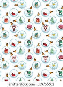 Vector diagonal pattern with colorfull stylized Christmas toys.