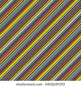 Vector diagonal stripes seamless pattern. Simple vintage background with thin and thick colorful straight lines. Stylish abstract geometric striped texture. Cozy autumn-winter colors. Repeat design