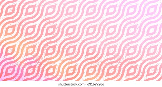 Vector diagonal waves pattern. Wavy white line texture. Orange wallpaper. Vintage bright pink fond. Geometric yellow Fond. Scratch. Worn surface. Pastel colors gradient.