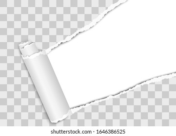 Tubo diagonal en hoja blanca de papel de la esquina superior derecha con rizo