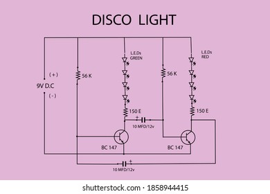 vector diagram, circuit diagram of a disco light set