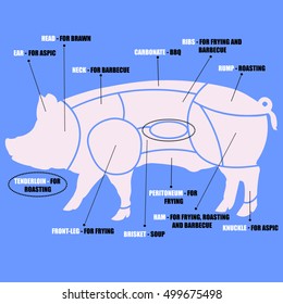 vector diagram cutting pork