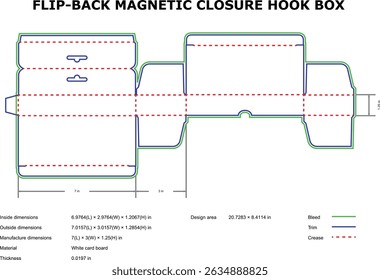 Diagrama de Vector de una caja de gancho de cierre magnético invertido para el diseño de embalaje