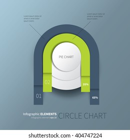 vector diagram, graph chart for summary or statistics report / infographic chart circle with 2 options