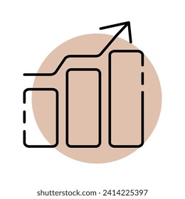 Vector diagram icon on the background of a beige circle