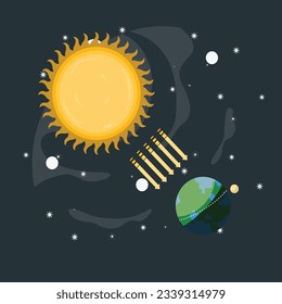 Vector diagram illustrating Earth seasons. Autumnal and vernal equinoxes, winter and summer solstices concepts. Equinox concept with dark and shine planet. Vernal or autumnal equinox day. 2204