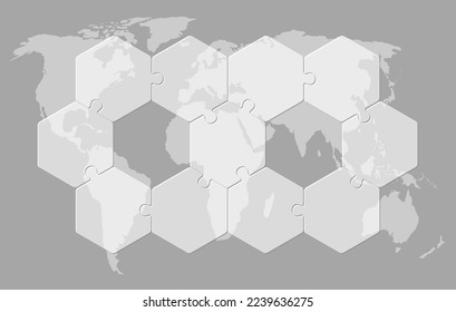 Vector diagram infographic process on 11 parts, options or processes. Template time line for diagram, graph, presentation and chart. Eleven steps glass hexagon jigsaw for business, flow concept