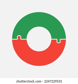 Proceso de infografía de diagrama de vectores en 2 partes, opciones o procesos. Línea de tiempo de plantilla para el diagrama, gráfico, presentación y gráfico. Ilustración de dos pasos de la infografía de rompecabezas para negocios, concepto de flujo