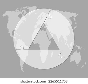 Vector diagram infographic process on 3 parts, options or processes. Template time line for diagram, graph, presentation and chart. Three steps glass circle jigsaw for business, flow concept