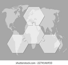 Proceso de infografía de diagrama de vectores en 3 partes, opciones o procesos. Línea de tiempo de plantilla para el diagrama, gráfico, presentación y gráfico. Tres escalones de vidrio hexagonal jigsaw para negocios, concepto de flujo