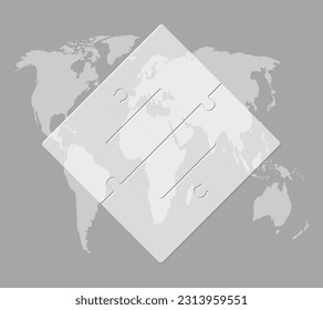 Vector diagram infographic process on 4 parts, options or processes. Template time line for diagram, graph, presentation and chart. Four steps glass square jigsaw for business, flow concept