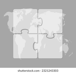 Vector diagram infographic process on 4 parts, options or processes. Template time line for diagram, graph, presentation and chart. Four steps glass square jigsaw for business, flow concept