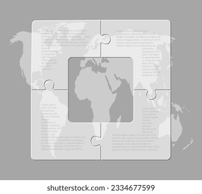 Vector diagram infographic process on 4 parts, options or processes. Template time line for diagram, graph, presentation and chart. Four steps glass part square jigsaw for business, flow concept