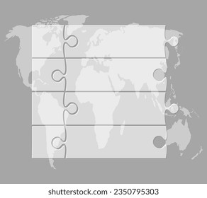 Proceso de infografía de diagrama de vectores en 4 partes, opciones o procesos. Línea de tiempo de plantilla para el diagrama, gráfico, presentación y gráfico. Cuatro escalones parte de vidrio cuadrado rompecabezas para negocios, concepto de flujo