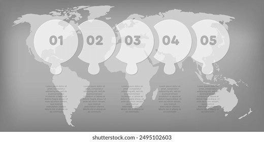 Vector diagram infographic process on 5 parts, options or processes. Template time line for diagram, graph, presentation and chart. Five steps glass part circle jigsaw for business, flow concept