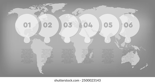 Vector diagram infographic process on 6 parts, options or processes. Template time line for diagram, graph, presentation and chart. Six steps glass part circle jigsaw for business, flow concept