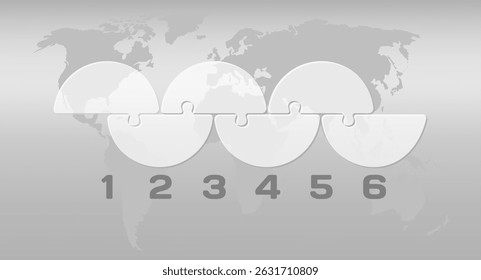 Vector diagram infographic process on 6 parts, options or processes. Template timeline for graph, presentation and chart. Six steps transparent part puzzle pieces for business, flow concept