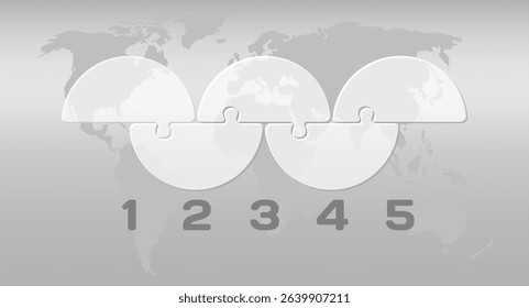Vector diagram infographic process on 5 parts, options or processes. Template timeline for graph, presentation and chart. Five steps transparent part puzzle pieces for business, flow concept