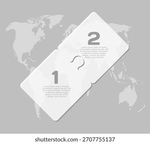 Vector diagram infographic process on 2 parts, options or processes. Template timeline for graph, presentation and chart. Two steps transparent part puzzle pieces for business, flow concept