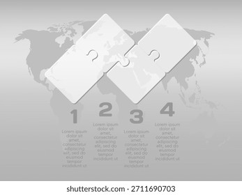 Vector diagram infographic process on 4 parts, options or processes. Template timeline for graph, presentation and chart. Four steps transparent part puzzle pieces for business, flow concept
