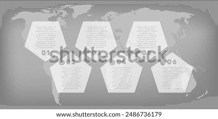 Vector diagram infographic process on 6 parts, options or processes. Template time line for diagram, graph, presentation and chart. Six steps glass part pentagon jigsaw for business, flow concept