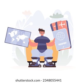 A Vector Diagram of a man Holding a Residential Image with the Etching IoT, Celebrating Sharp Residential Organize and Progressed Living.