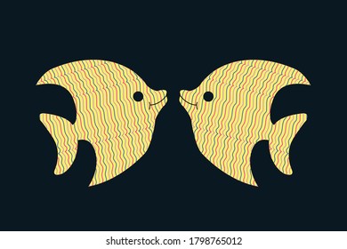 vector diagram, a pair of fish diagrams