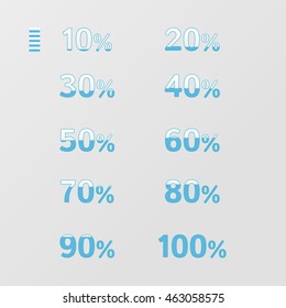 Vector diagram with percents, progress in numbers