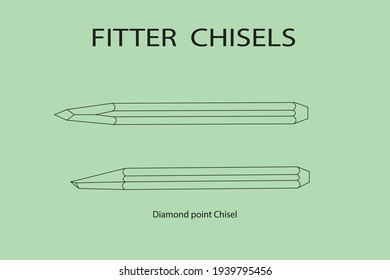 vector diagram to show the diagrams of diamond point chisels