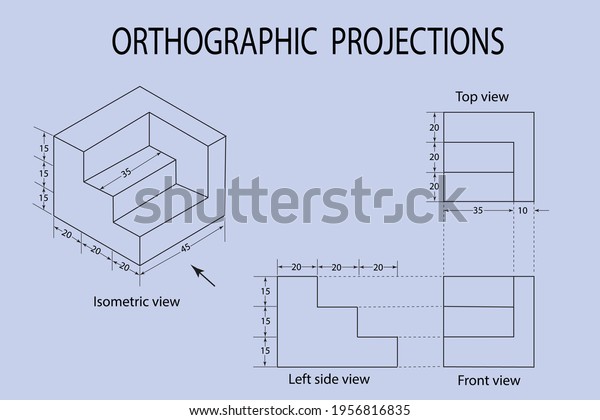 vector diagram to show an isometric view of an\
object with two steps