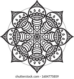 vector diagrammatic mandala composed of concentric geometric shapes, used in Hinduism, Buddhism, yoga's psycho-physical practices and Tantrism as a ritualistic object and focal point for meditation