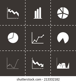 Vector diagrams icons set on black background