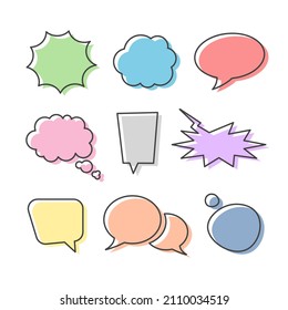 Vector dialog box bubble set isolated on white background. Colorful quotes frames and remark. Callouts template collection.
