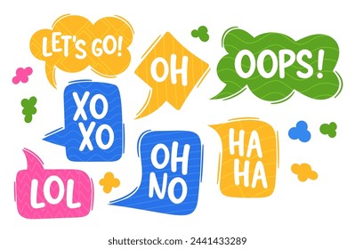 Vector Dialog Speech Bubbles. Graphical Elements Used In Comics, Cartoons, Or Digital Communication And Display Words