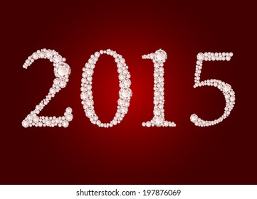 Vector diamond 2015 text on red background 