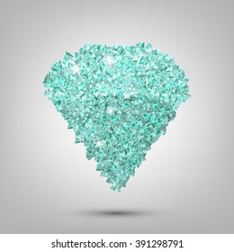 Vector diamond. Abstract isolated diamond. Crystal object design.