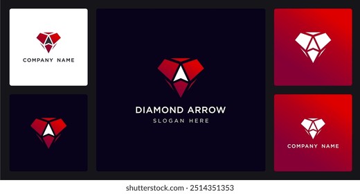 Vetor de seta de diamante para cima logotipo e modelo de design de ícone, pode ser usado em várias mídias facilmente, editável