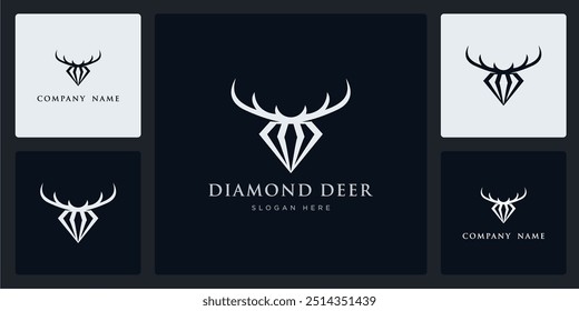Vector of diamond deer logo and icon design template, can be used in various media easily, editable