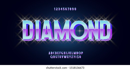 Tipografía de diamante vectorial 3d estilo negrita tipografía de moda para infografías, gráficos de movimiento, video, decoración, logotipo, póster de fiesta, pantalones t, libro, animación futurista, banner, juego, impresión