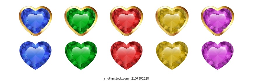 Vector Diamond Herzsymbol für Valentinstag, Urlaub, Geburtstagsgeschenk. Facettenrubinen, Juwel in Herzform