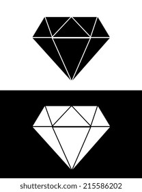 Vector diamond icon in black and reverse