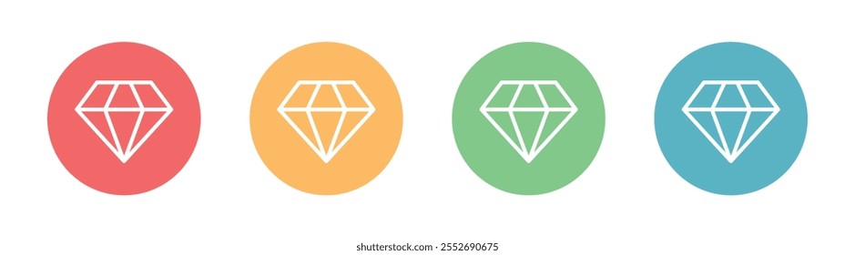 Ícone De Diamante Vetorial Em Círculos