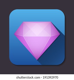 Vector diamond icon with long shadow