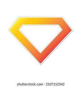 Vector Diamond icon. Paper sticker with shadow. Colorful Brilliant isolated.