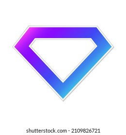 Icono de Diamante vector. Pegatina de papel con sombra. Brillante y colorido aislado.