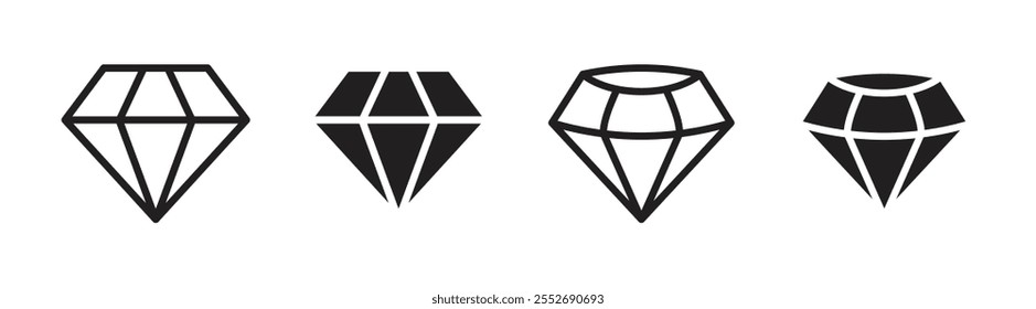 Conjunto de ícones de losango vetorial. Símbolos de Diamante Design Plano