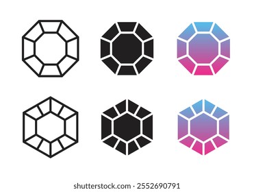 Conjunto de ícones de losango vetorial. Símbolos de Diamante Design Plano