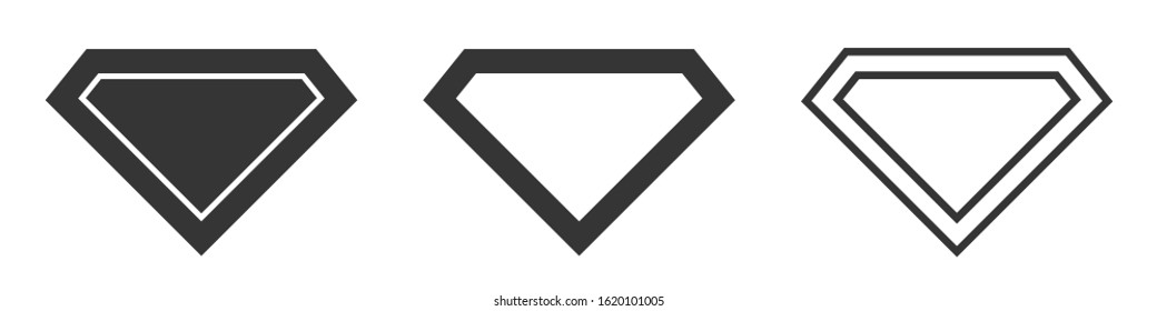 Vector diamond icons. Black diamond icon isolated.Set of diamond icons. Black crystal or brilliant icons isolated. Vector illustration in flat style.
